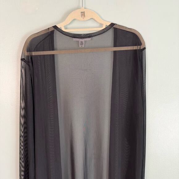 EYE CANDY Open Mesh Cardigan Womens 3X Plus Cover Up Duster Midnight Black - Picture 6 of 7